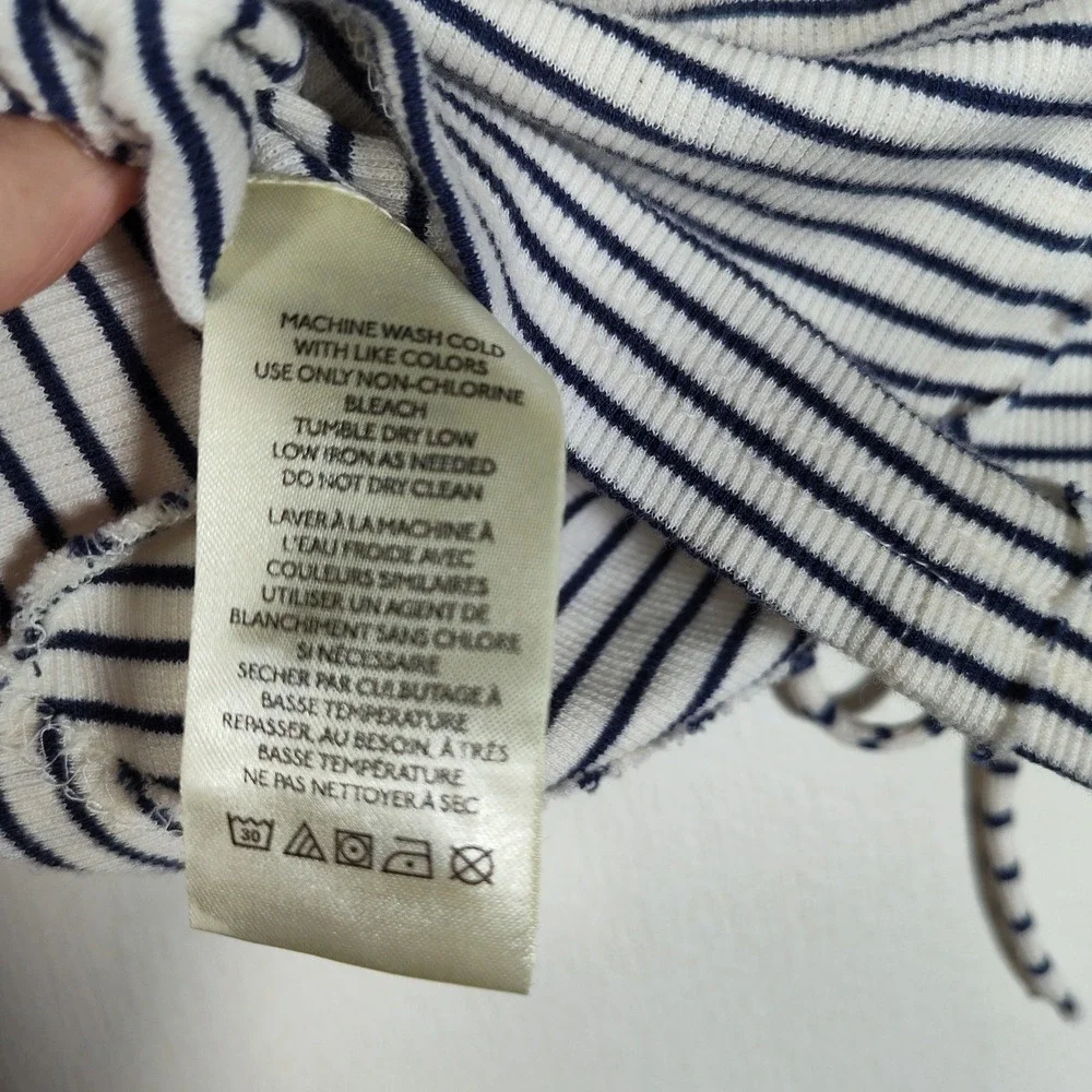 Pilcro Womens Navy White Striped Ruched Front Drawstring Ribbed Tank Top Size M - Picture 11 of 11